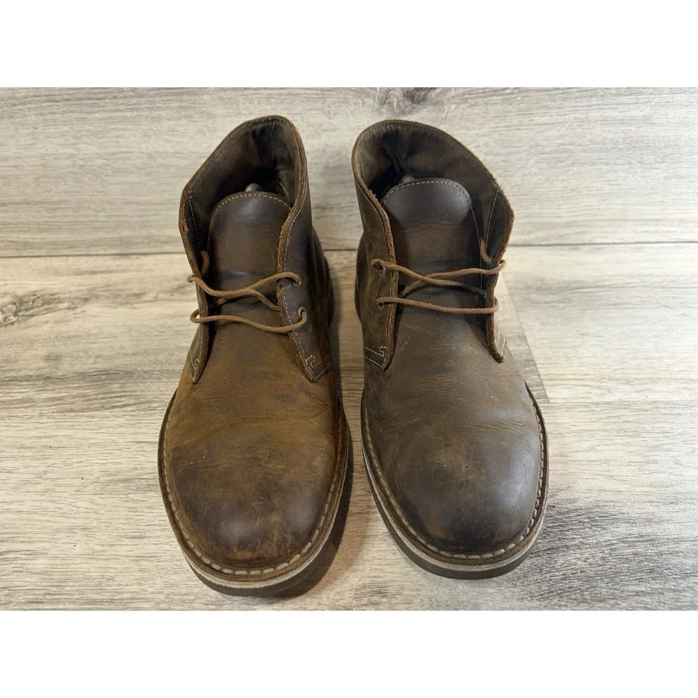 Clarks Bushacre Boots Men's 8.5 M‎ Brown Oiled Leather Chukka Desert Comfort